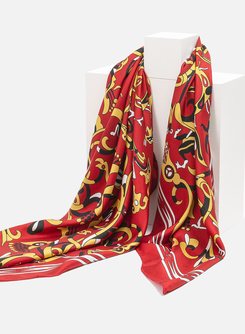 Yiyi Shenghui·Dragon Phoenix Tiger Silk Square Scarf